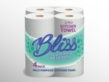 Bliss Kitchen Towels 6 x 4 (24 Rolls) 2Ply 210mm x 10m