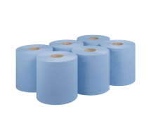Centre Pull 2-ply Blue Embossed Roll (150m x 6)